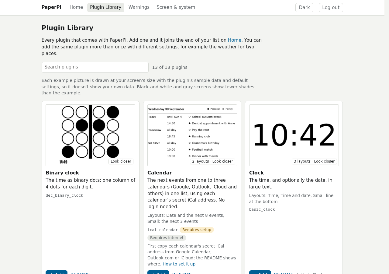 The Plugin Library: a card with an example picture for each plugin
